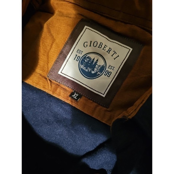 GIOBERTI Flannel Shirt Men's XL Navy BLUE Corduroy Flip Cuffs Grunge Core - Picture 3 of 5